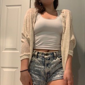 Off White Cream Long Lace Lined Summer Cardigan